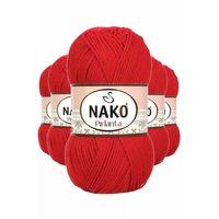 5 Adet Pırlanta Amigurumi El Örgü İpi Yünü Gelincik Kırmızı 6741 - nako mudanis