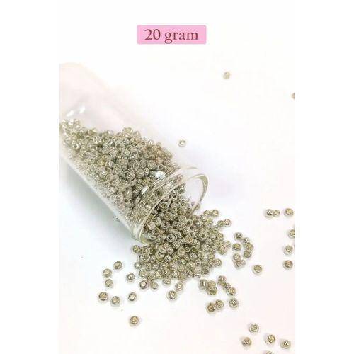 Dökme Cam Kum Boncuk (8/0) 3 mm - 20 Gram - Parlak Gümüş - BNC147