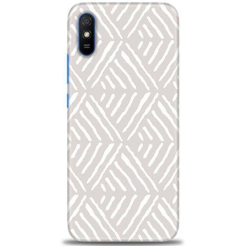 Xiaomi Redmi 9A Kılıf HD Baskılı Kılıf - Gri Mozaik + Tam Ekran Koruyucu