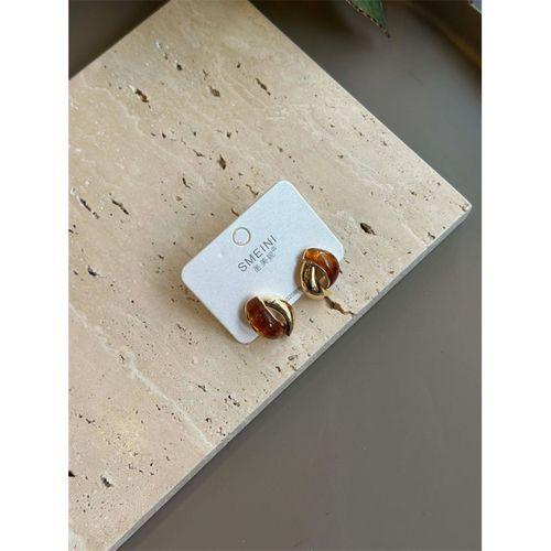 Taşlı Küpe - Kahverengi