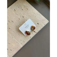 Taşlı Küpe - Kahverengi