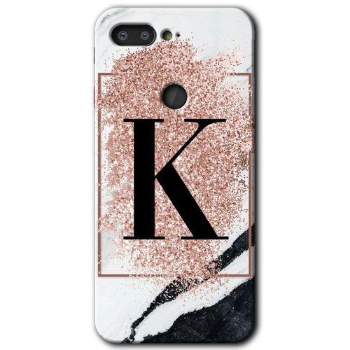 General Mobile GM 9 Pro HD Baskılı Kılıf + 9D Tam Ekran Koruyucu - Pembe Mermer Desenli K Harfi