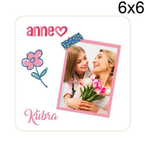 Kişiye Özel Anneler Günü Özel Baskılı 6x6 Kare Magnet HK2660