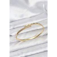 Pirinç Gold Renk Zirkon Taşlı Kadın Kelepçe Bileklik