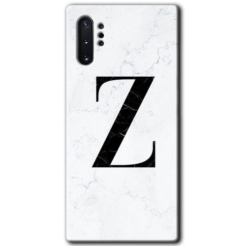 Galaxy Note 10 Plus Kılıf HD Desen Baskılı Arka Kapak - Beyaz Mermer Desenli Z Harfi + Kırılmaz Cam