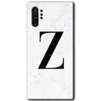 Galaxy Note 10 Plus Kılıf HD Desen Baskılı Arka Kapak - Beyaz Mermer Desenli Z Harfi + Kırılmaz Cam