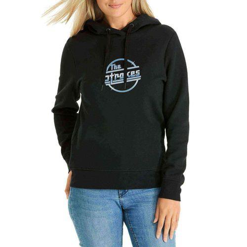 The Strokes Baskılı Siyah Kadın Kapşonlu Sweatshirt