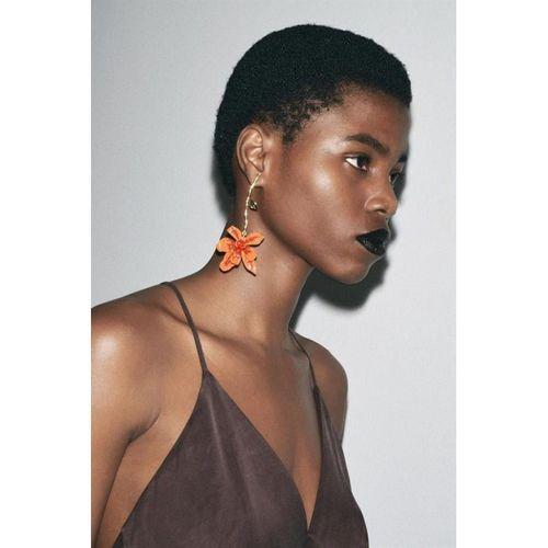 Çiçek Küpe - Turuncu