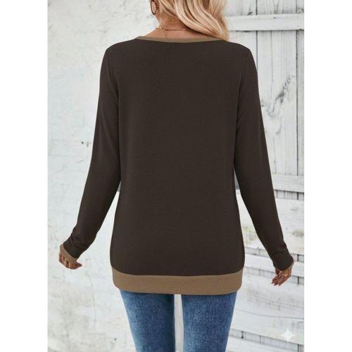 Kadın Uzun Kollu V Yakalı Yandan Düğmeli Yün Viskon Bluz