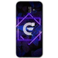 Samsung Galaxy J8 HD Baskılı Kılıf + 9D Tam Ekran Koruyucu - Dark Neon Yaprak G Harfi