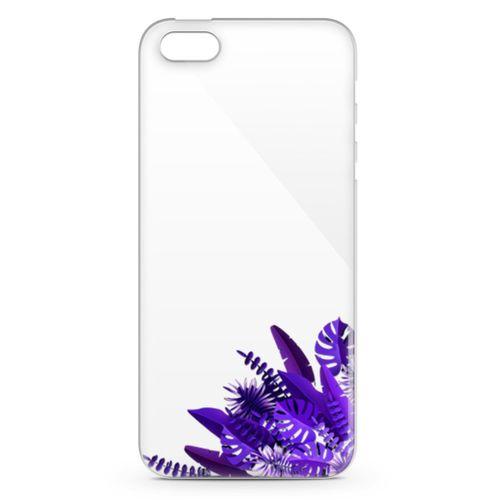 Apple iPhone 5 Kılıf Mor Yapraklar Arka Kapak Koruma Desenli Full Koruyucu