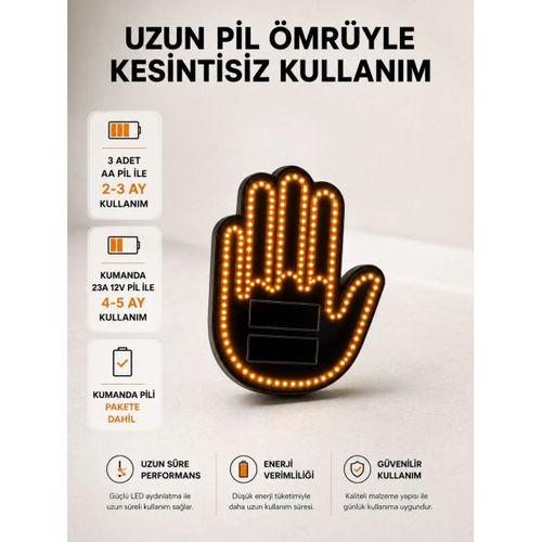 Pilli Led Işık Araç Camı İçin Uzaktan Kumandalı El Simgesi