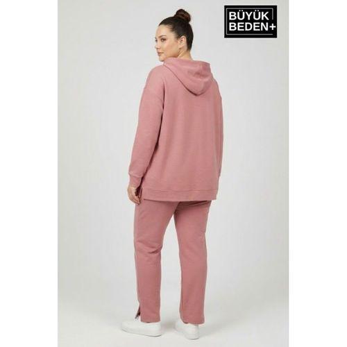 Büyük Beden Kapşonlu Capri İsland Baskılı Tunik ince Sweatshırt  SPR26BTK991-2