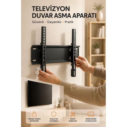 Yüksek Taşıma Kapasiteliniversal Tv Duvar Askı Aparatı 32-42 İnç Güvenli Sabitleme Sistemi