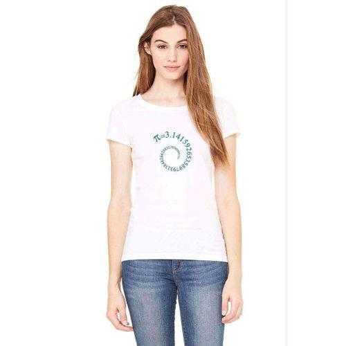 14 Mart Dünya Pi Günü Baskılı Beyaz Kadın Tshirt