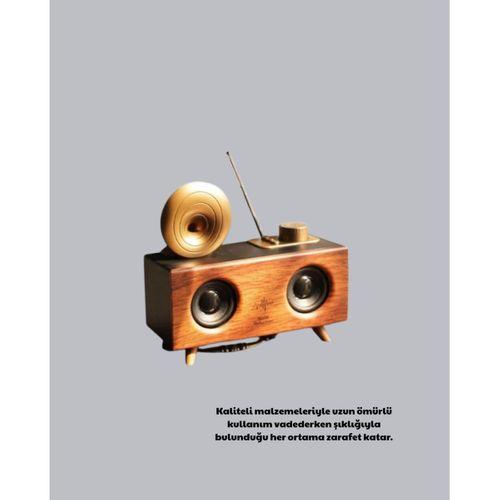 Nostaljik Gramofon Bluetooth Hoparlör – FM Radyo + USB + SD Kart Destekli