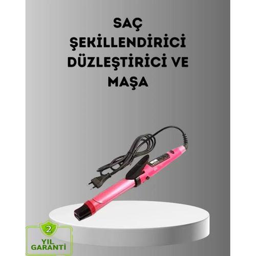2’si 1 Arada Saç Düzleştirici Ve Maşa – 5 Isı Seviyesi, Seramik Kaplama, Döner Kablolu Ergonomik Tasarım