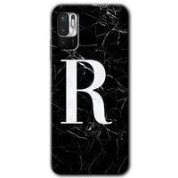 Xiaomi Poco M3 Pro HD Baskılı Kılıf + 9D Tam Ekran Koruyucu - Siyah Mermer Desenli R Harfi