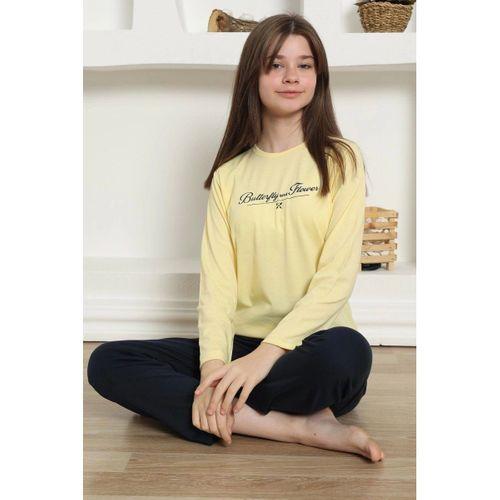 Kız Çocuk Penye Pijama Takım Sarı