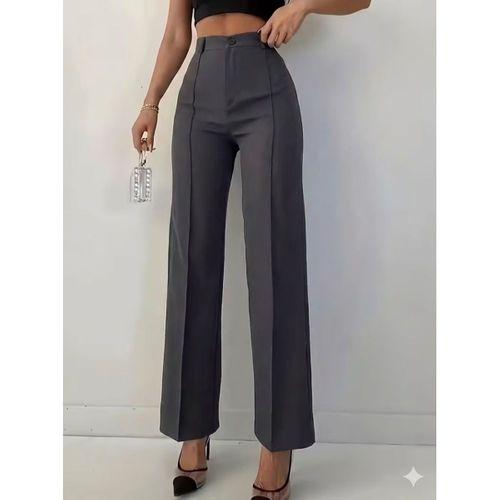 Bordo Renk Yüksek Bel Maskülen Kesim Kumaş Pantolon