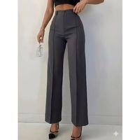 Bordo Renk Yüksek Bel Maskülen Kesim Kumaş Pantolon