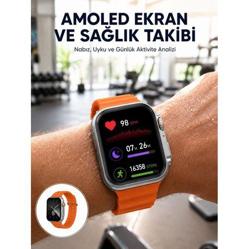Akıllı Saat Unısex Zarif Görünümlü Titanyum Kasa Amoled Ekran Müzik Dinleme Yeni Nesil