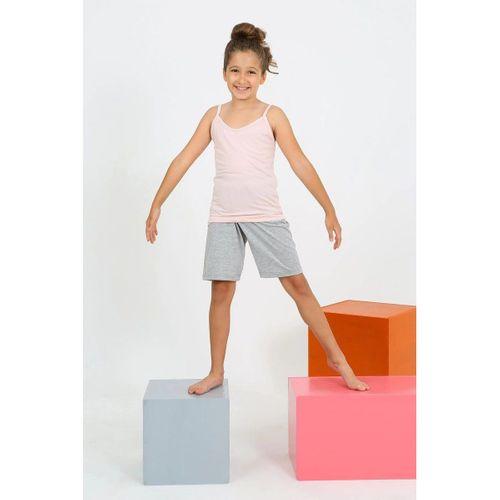 Kız Çocuk İp Askılı Şortlu Penye Pembe Pijama Takım