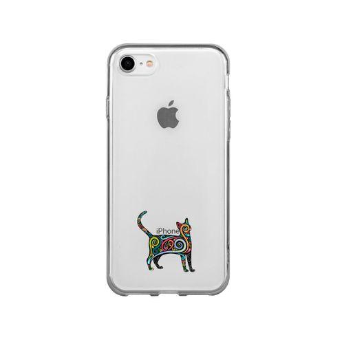 iPhone 8 Kedi Pattern Desenli Premium Şeffaf Silikon Kılıf