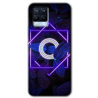 Realme 8 Kılıf Baskılı Kapak - Dark Neon Yaprak O Harfi +Tam Kaplayan Mat Seramik