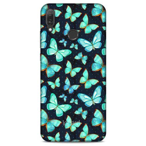 Huawei Y9 2019 Kılıf Kelebek Etkisi (12) Koruyucu Silikon Beyaz Mavi