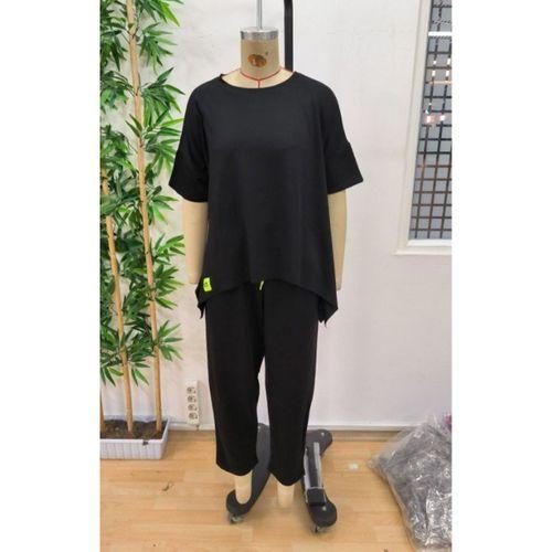 Kadın Kısa Kollu Bisiklet Yaka Viskon Iki Iplik Bluz Ve Pantolon Ikili Takım