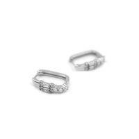 Dikdörtgen Taşlı Küpe - Gümüş