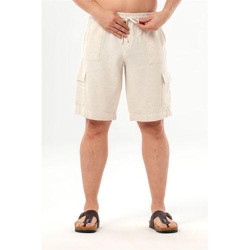 Keten Lastikli Erkek Şort Krem Krm