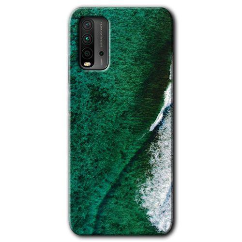 Xiaomi Redmi 9T Kılıf HD Desen Baskılı Arka Kapak + Temperli Cam - Yeşil Okyanus