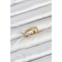 Pirinç Gold Renk Zirkon Taşlı Kutup Yıldızı Model Kadın Yüzük