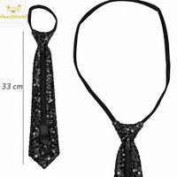 Siyah Renk Pul Payetli Işıltılı Parti Kravatı 33 cm