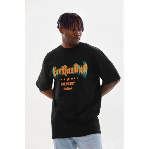 Erkek Baskılı T-Shirt Kısa Kol Bisiklet Yaka Regular Fit Rahat Kalıp Günlük Tişört - Siyah