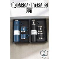 Şık ve Dayanıklı 3 Bardaklı Termos Seti Uzun Süre Isı Koruma Özellikli
