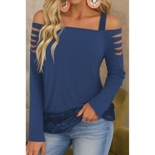 Kadın Uzun Lazer Kesik Detaylı Askılı Viskon Iki Iplik Bluz