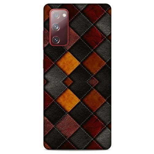 Samsung Galaxy S20 Fe Kılıf Patchwork (1) Kılıfı Kahverengi Bordo