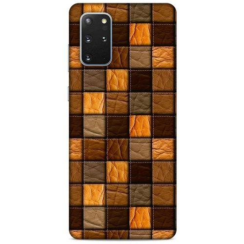 Samsung Galaxy S20 Plus Kılıf Patchwork (32) Soft Silikon Kılıf Turuncu Kahve
