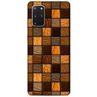 Samsung Galaxy S20 Plus Kılıf Patchwork (32) Soft Silikon Kılıf Turuncu Kahve
