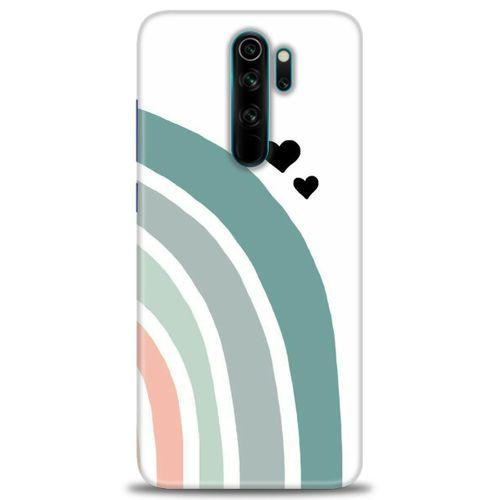 Xiaomi Redmi Note 8 Pro Kılıf HD Baskılı Kılıf - Gökkuşağı ve Kalpler + Tam Ekran Koruyucu
