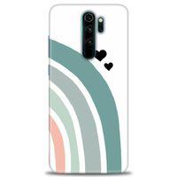 Xiaomi Redmi Note 8 Pro Kılıf HD Baskılı Kılıf - Gökkuşağı ve Kalpler + Tam Ekran Koruyucu