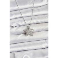 316L Çelik Zincir Gümüş Renk Zincirli Gümüş Yıldız Model Kadın Kolye