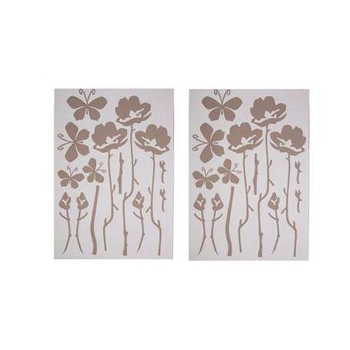 2 Adet Defter Sticker,Laptop Sticker Gri Çiçekli  Pvc 48X33X0,5Cm