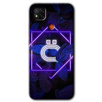 MRCİLETİSİM Xiaomi Redmi 9c Kılıf Baskılı Kapak - Dark Neon Yaprak Ö Harfi + 5D Tam Kaplayan Cam
