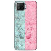 Oppo A73 Kılıf Kelebek Etkisi (30) Silicone Case Turkuaz Pembe
