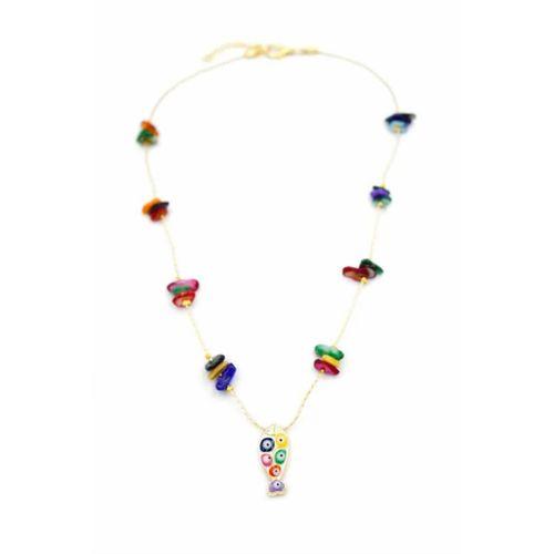 Kırıktaşlı Balık Kolye - ÇOK RENKLİ