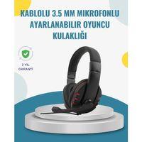 Kırmızı  Kulaklık Stereo Mikrofonlu Dayanıklı Örgü Kablolu
